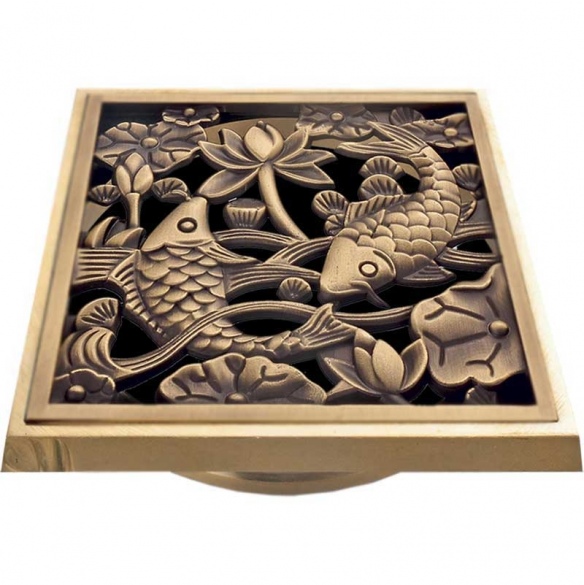 Декоративная решетка для душевого трапа Bronze de Luxe Рыбы 10x10 21980 бронза